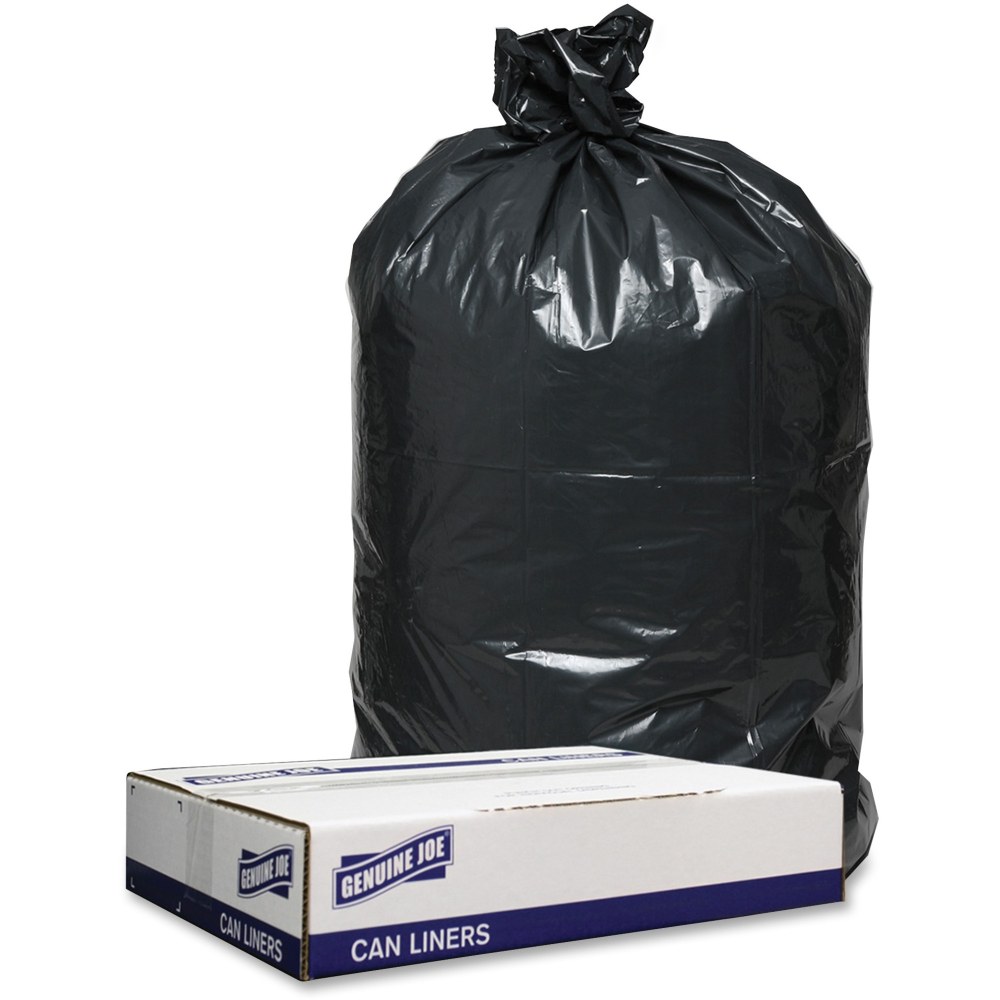 Genuine Joe Low Density Black Can Liners - 60 gal Capacity - 38in Width x 58in Length - 1.20 mil (30 Micron) Thickness - Low Density - Black - 100/Carton - Recycled MPN:98209