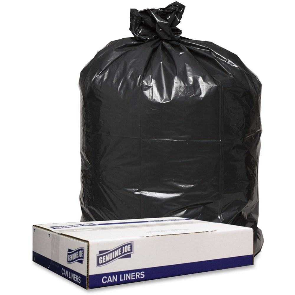 Genuine Joe Low Density Black Can Liners - 56 gal Capacity - 43in Width x 47in Length - 1.20 mil (30 Micron) Thickness - Low Density - Black - 100/Carton - Can - Recycled MPN:98210