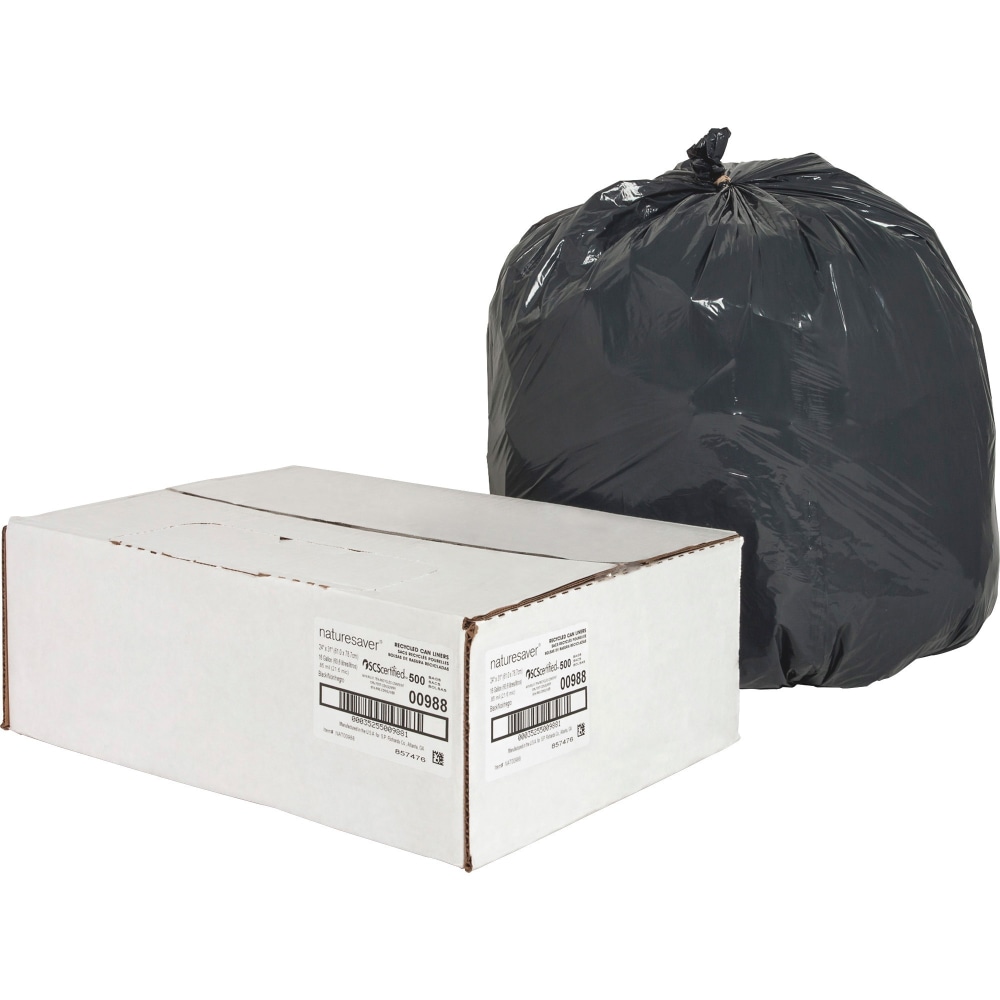 naturesaver 0.85-mil Can Liners, 16 Gallons, 24in x 31in, 75% Recycled, Black, Box Of 500 MPN:00988