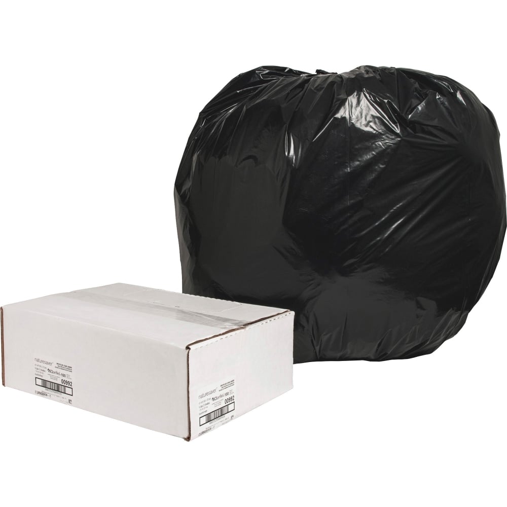 naturesaver 1.25-mil Can Liners, 56 Gallons, 43in x 48in, 75% Recycled, Black, Box Of 100 (Min Order Qty 2) MPN:00992