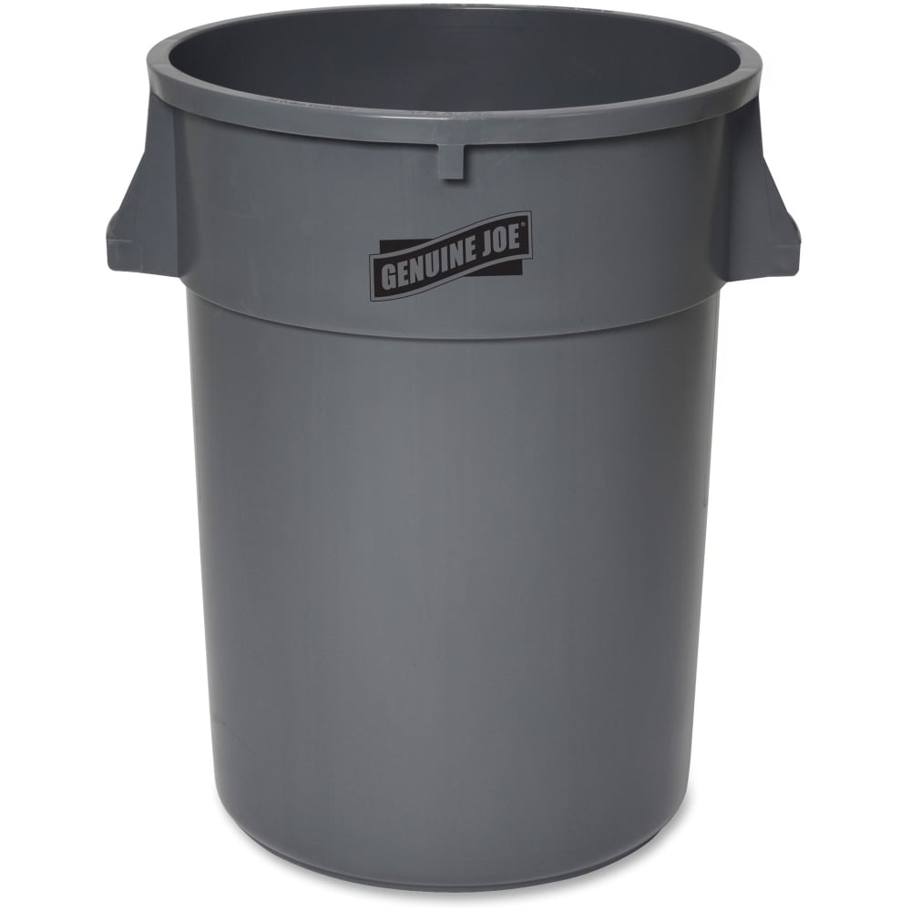 Genuine Joe 44-gallon Heavy-duty Trash Container - 44 gal Capacity - Heavy Duty, Handle - 24in Height x 31.5in Width x 24in Depth - Gray - 1 Each MPN:11581