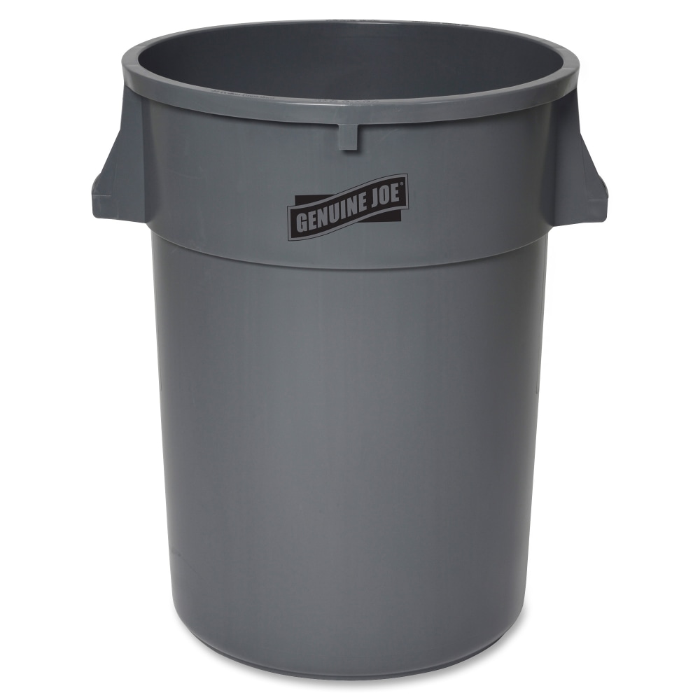 Genuine Joe 44-gal Heavy-duty Trash Container - 44 gal Capacity - Heavy Duty, Handle - 24in Height x 31.5in Width x 24in Depth - Gray - 4 / Carton MPN:11581CT