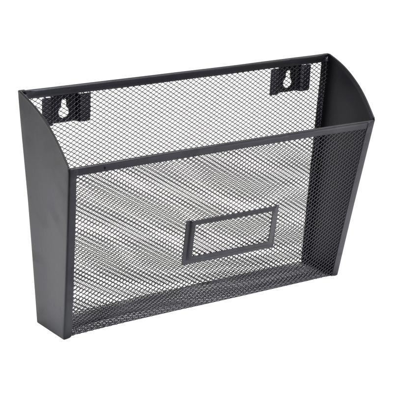 Lorell Mesh Single Wall Pockets, 8-3/8inH x 14inW x 3-3/8inD, Letter Size, Black, Carton Of 4 Pockets (Min Order Qty 2) MPN:LLR84144CT