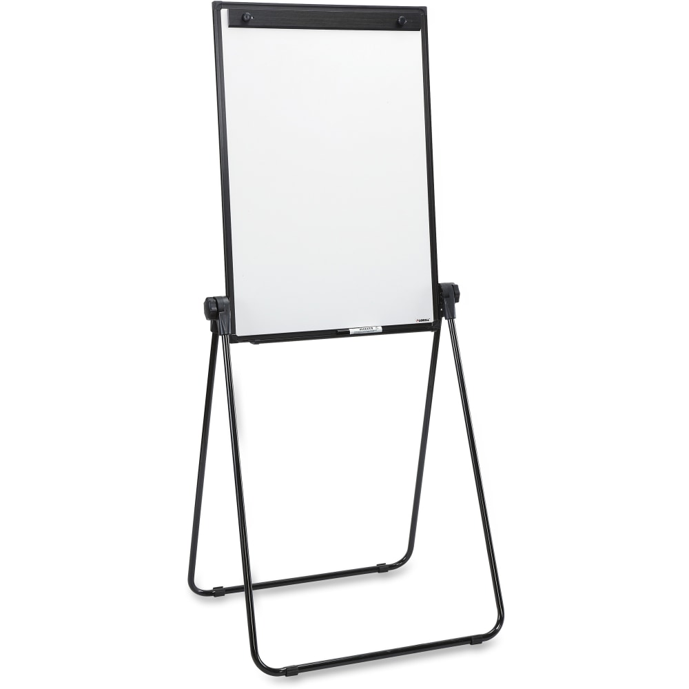 Lorell 2-sided Dry-Erase Easel with Flip-Chart Clip - 36in (3 ft) Width x 24in (2 ft) Height - Melamine Surface - Black Steel Frame - Rectangle - 1 Each MPN:55629