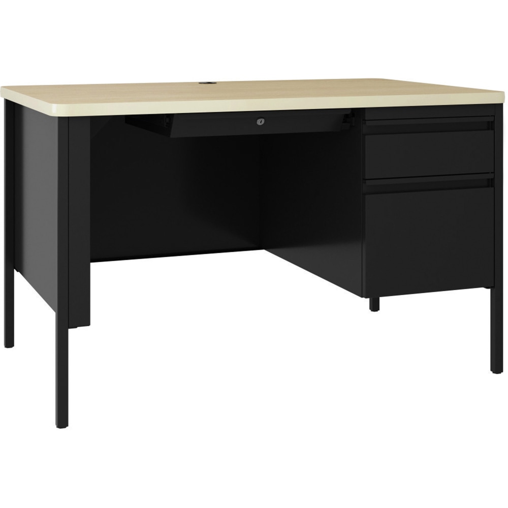 Lorell Fortress 48inW Right-Pedestal Teachers Writing Desk, Black Maple MPN:LLR03156