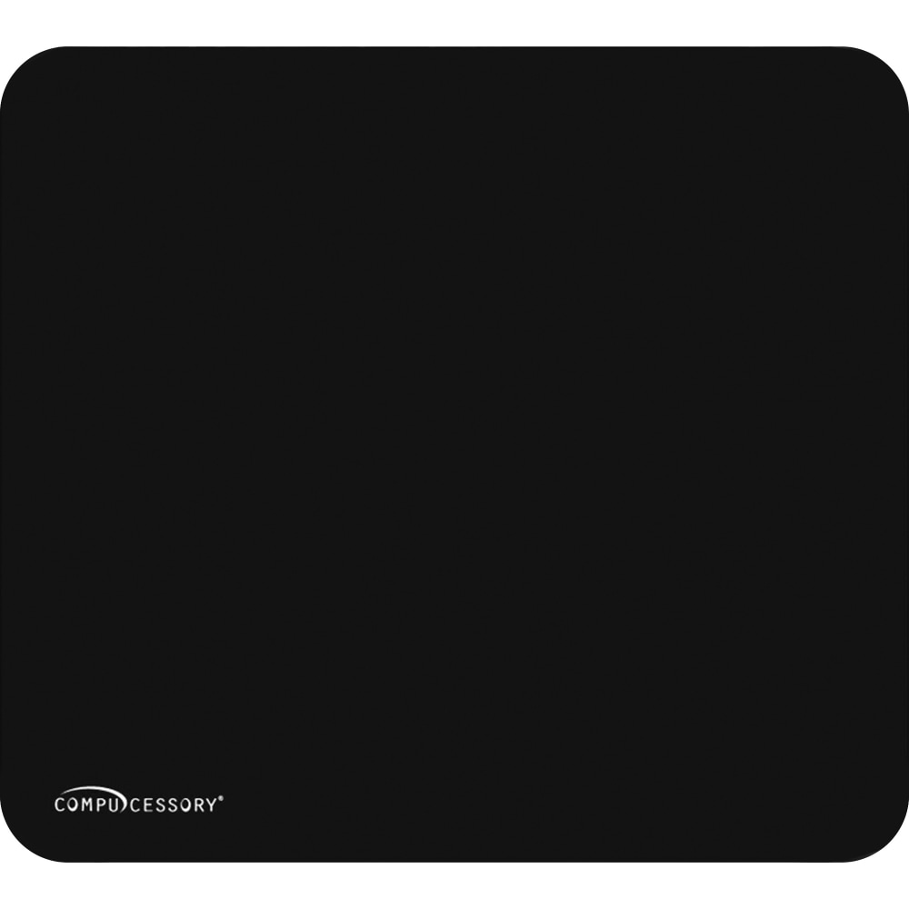 Compucessory Smooth Cloth Nonskid Mouse Pads - 9.50in x 8.50in Dimension - Black - Rubber, Cloth - 1 Pack (Min Order Qty 32) MPN:23617