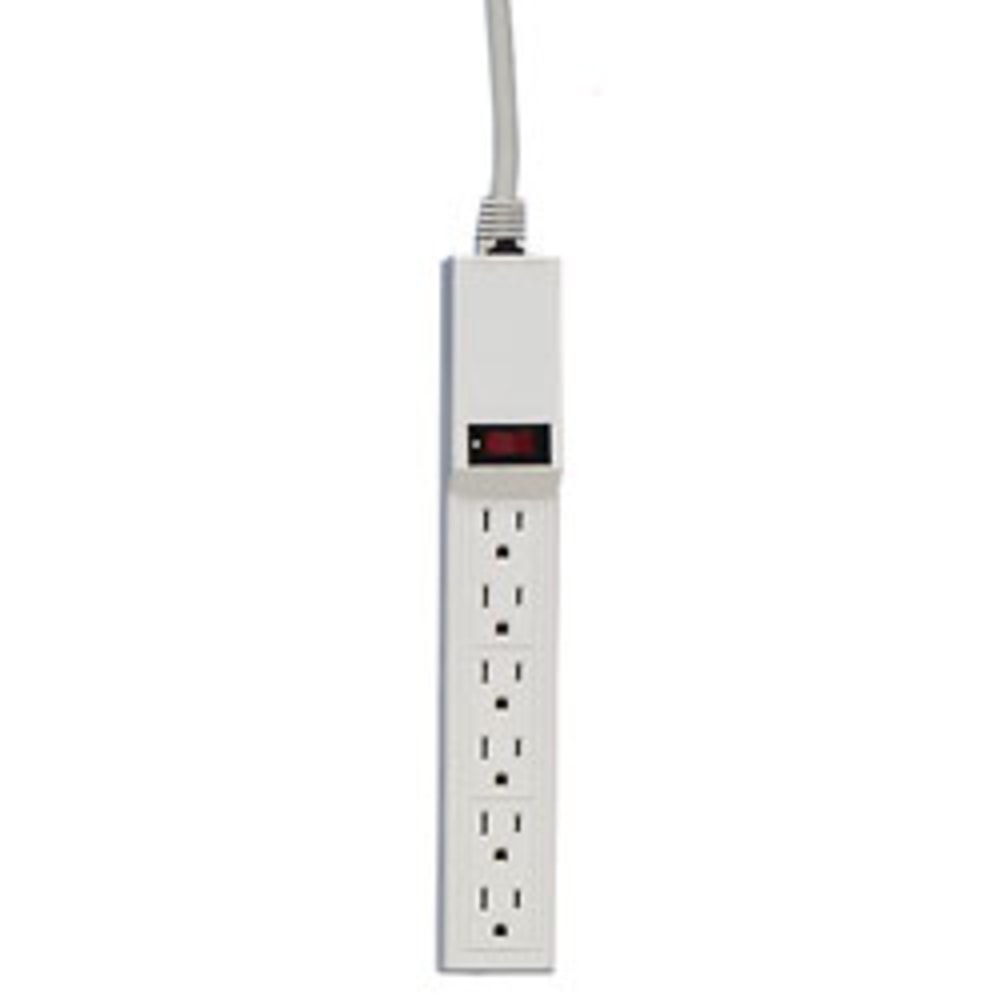 Compucessory 6-Outlet Power Strip, 15ft Cord, Gray (Min Order Qty 3) MPN:55157