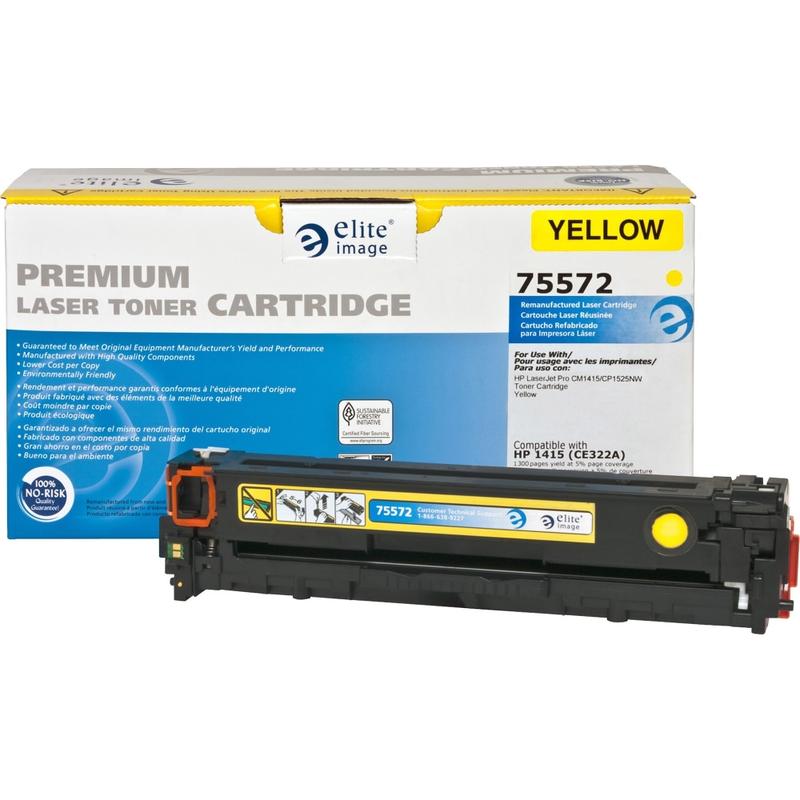 Elite Image Remanufactured Yellow Toner Cartridge Replacement For HP 128A, CE322A (Min Order Qty 2) MPN:75572