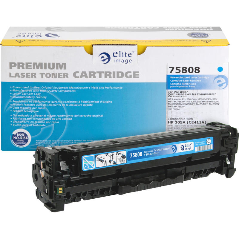 Elite Image Remanufactured Cyan Toner Cartridge Replacement For HP 305A, CE411A MPN:75808