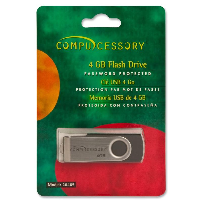 Compucessory Password Protected Flash Drive, 4GB (Min Order Qty 6) MPN:26465