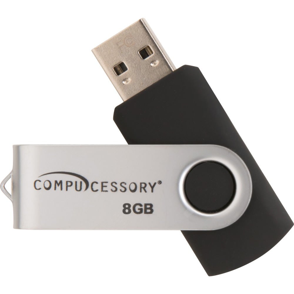 Compucessory Password Protected USB Flash Drives - 8 GB - USB 2.0 - 12 MB/s Read Speed - 5 MB/s Write Speed - Aluminum - 1 Year Warranty - 1 Each (Min Order Qty 7) MPN:26466