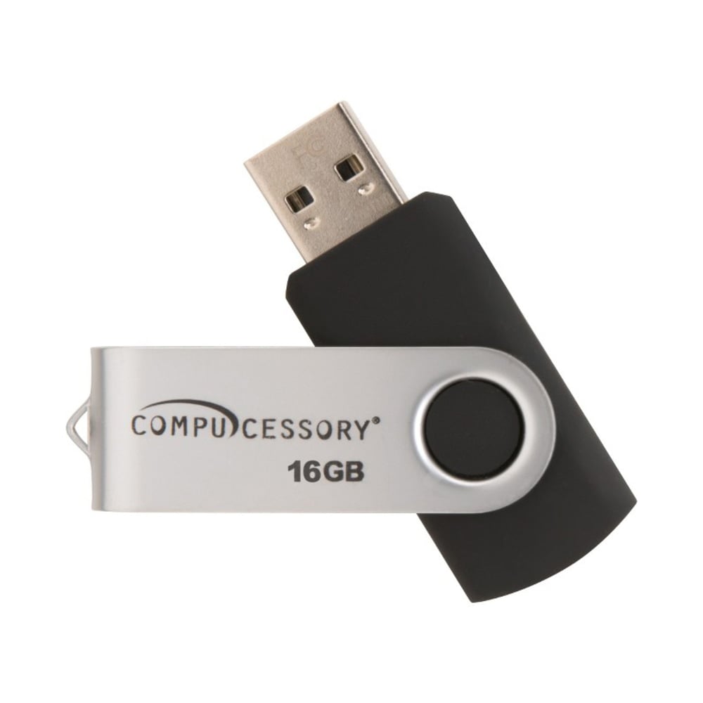 Compucessory Password Protected USB Flash Drives - 16 GB - USB 2.0 - 12 MB/s Read Speed - 5 MB/s Write Speed - Aluminum - 1 Year Warranty - 1 Each (Min Order Qty 4) MPN:26467