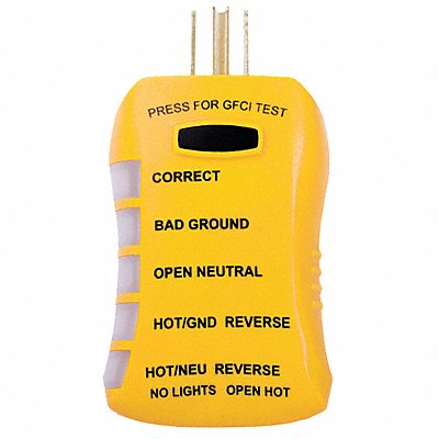 Receptacle Tester GFCI 125V AC No Disp MPN:HGT6520