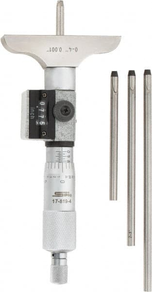 Mechanical Depth Micrometer: 4'' Range, 4 Rod MPN:CMS160809040