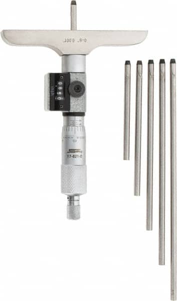 Mechanical Depth Micrometer: 6'' Range, 6 Rod MPN:CMS160809100