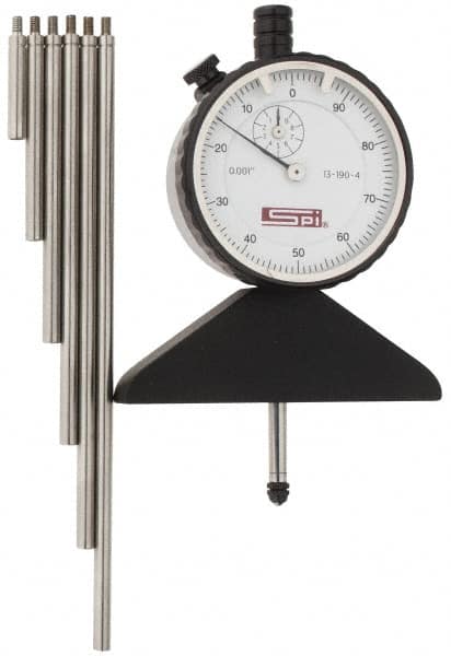 0 to 22 Inch Range, Steel, White Dial Depth Gage MPN:13-190-4