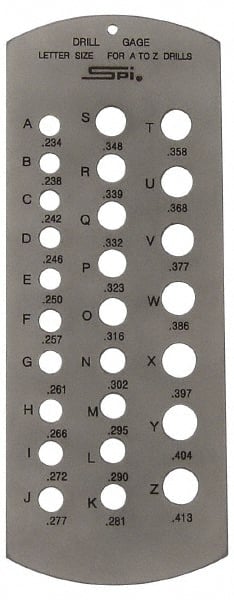 A Letter to Z Letter Hole Size Drill Gage MPN:14-186-1