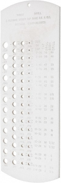 Drill Gages, Minimum Hole Size (Wire): #60 , System Of Measurement: Wire Gauge , Material: Steel , For Use With: Drill Bits , Number of Holes: 60mm, 60in  MPN:30-233-1