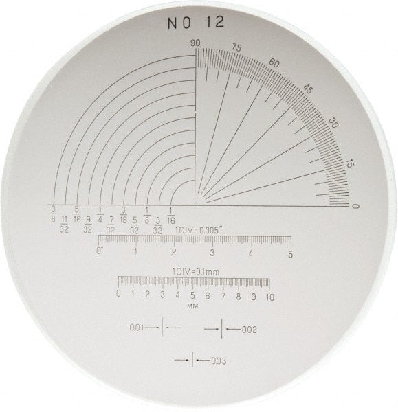 1 Inch Diameter, Optical Comparator Chart and Reticle MPN:40-092-9