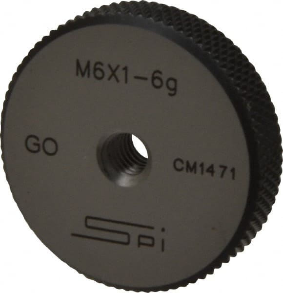 Threaded Ring Gage: M6 x 1.00 Thread, Metric, Class 6G, Go MPN:34-475-4