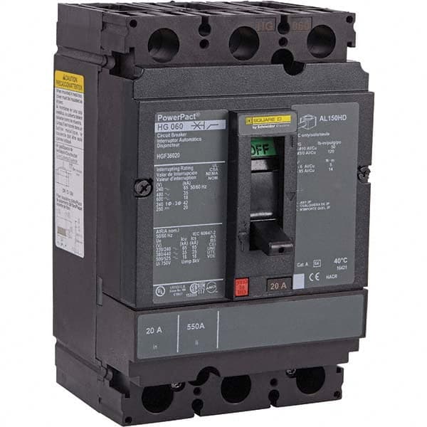 125 Amp, 600 VAC, 3 Pole, Panel Mount Molded Case Circuit Breaker MPN:HGF36125