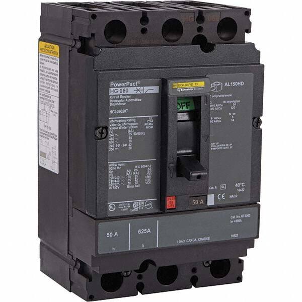 50 Amp, 250 VDC, 600 VAC, 3 Pole, Panel Mount Molded Case Circuit Breaker MPN:HGL36050T