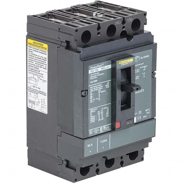 80 Amp, 250 VDC, 600 VAC, 3 Pole, Panel Mount Molded Case Circuit Breaker MPN:HGL36080C