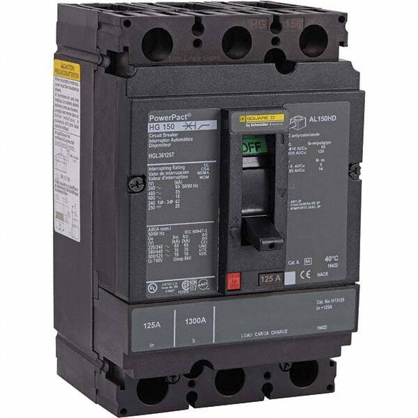 125 Amp, 250 VDC, 600 VAC, 3 Pole, Unit Mount Molded Case Circuit Breaker MPN:HGL36125T