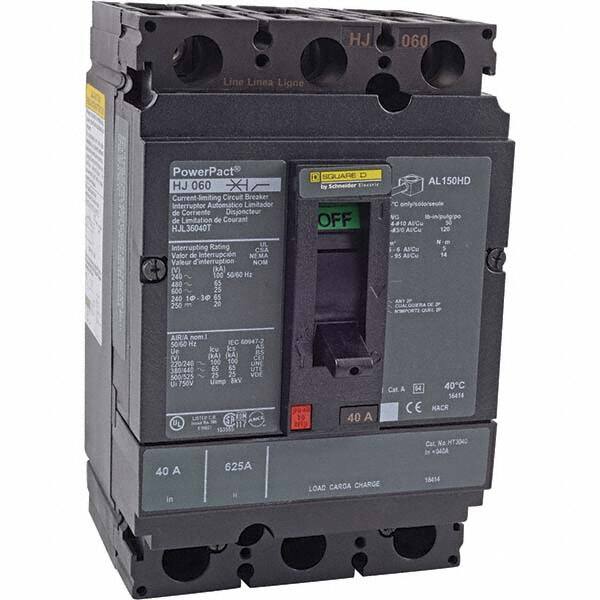 40 Amp, 250 VDC, 600 VAC, 3 Pole, Panel Mount Molded Case Circuit Breaker MPN:HJL36040T