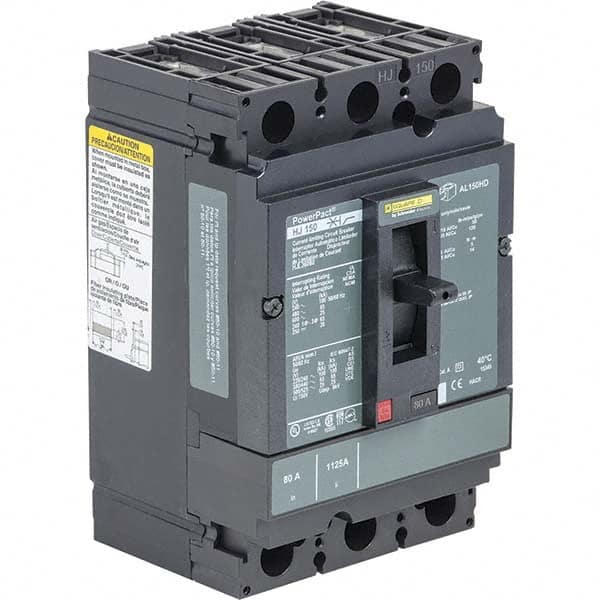 80 Amp, 250 VDC, 600 VAC, 3 Pole, Panel Mount Molded Case Circuit Breaker MPN:HJL36080C