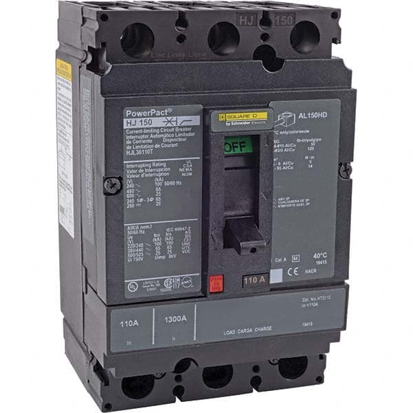 110 Amp, 250 VDC, 600 VAC, 3 Pole, Unit Mount Molded Case Circuit Breaker MPN:HJL36110T