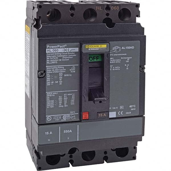 15 Amp, 250 VDC, 600 VAC, 2 Pole, Panel Mount Molded Case Circuit Breaker MPN:HLL26015C