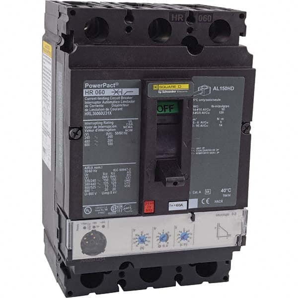 60 Amp, 600 VAC, 3 Pole, Panel Mount Molded Case Circuit Breaker MPN:HRL36060U31X