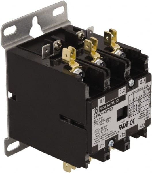 3 Pole, 40 Amp Inductive Load, 380 Coil VAC at 50 Hz, Definite Purpose Contactor MPN:8910DPA43V05