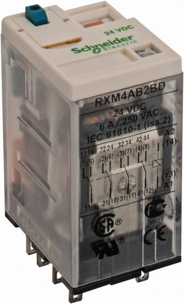 14 Pins, Ice Cube Electromechanical Plug-in General Purpose Relay MPN:RXM4AB2BD