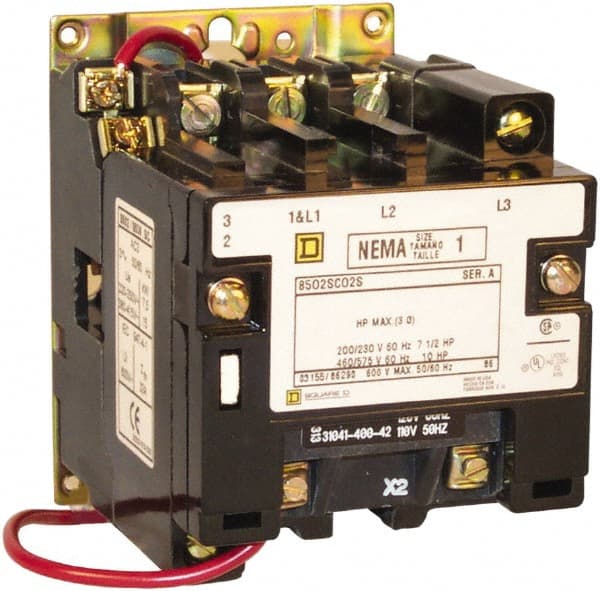 3 Pole, 440 Coil VAC at 50 Hz and 480 Coil VAC at 60 Hz, 27 Amp NEMA Contactor MPN:8502SCO2V06S