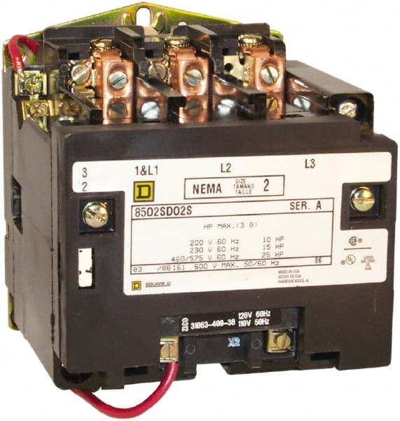 2 Pole, 110 Coil VAC at 50 Hz and 120 Coil VAC at 60 Hz, 45 Amp NEMA Contactor MPN:8502SDO1V02