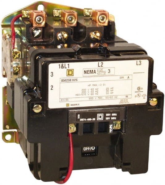 3 Pole, 24 Coil VAC at 60 Hz, 90 Amp NEMA Contactor MPN:8502SEO2V01S