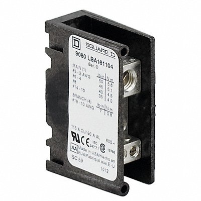 Mintr Distr Block Al/Cu 600V AC/DC MPN:9080LBA161104