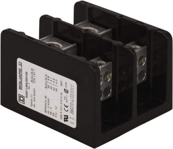 2 Poles, 270 (Aluminium), 335 (Copper) Amp, Phenolic Power Distribution Block MPN:9080LBA263106