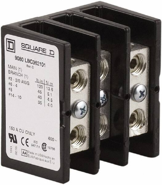 3 Poles, 150 (Copper) Amp, Phenolic Power Distribution Block MPN:9080LBC362101