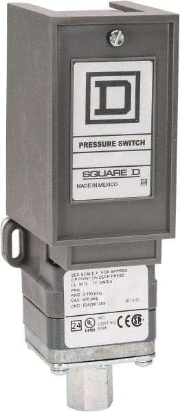 1 NEMA Rated, SPDT, 3 to 150 psig, Electromechanical Pressure and Level Switch MPN:9012GNG5