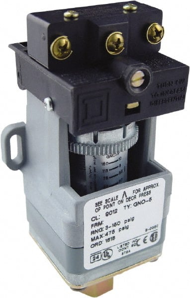 SPDT, 3 to 150 psi, Electromechanical Pressure and Level Switch MPN:9012GNO5