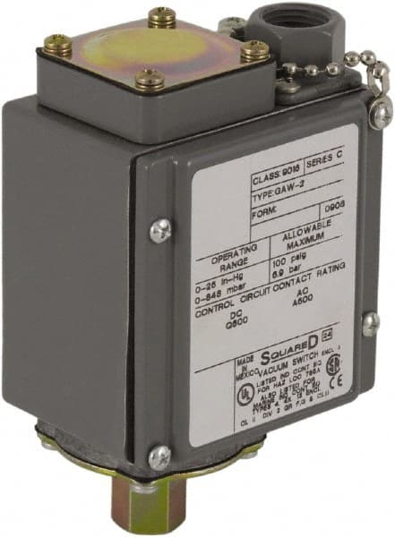 4, 13 and 4X NEMA Rated, SPDT, 0.2 to 10 psi, Vacuum Switch Pressure and Level Switch MPN:9016GAW2