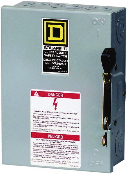 Safety Switch: NEMA 1, 30 Amp, 120V & 240V, Fused MPN:D211N