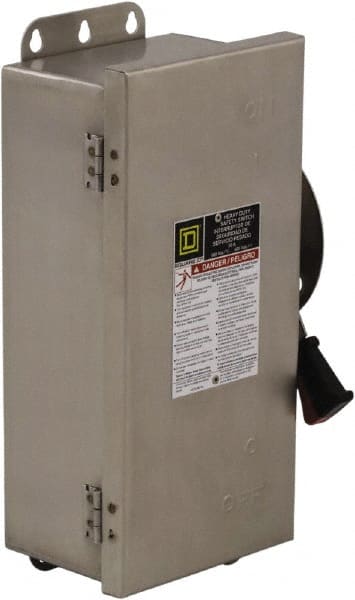 Safety Switch: NEMA 12, 3, 3R, 4 & 4X, 60 Amp, 600VAC/VDC, Fused MPN:H462DS