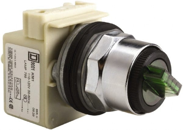Selector Switch Only: 2 Positions, Maintained (MA), 600V, Green MPN:9001K11J1G