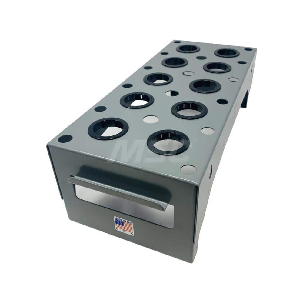 CNC Storage Racks, Rack Type: Benchtop , Tool Type: CNC Tool Holder , Load Capacity: 26 , Overall Height: 5in , Color: Gray  MPN:SR-3001G