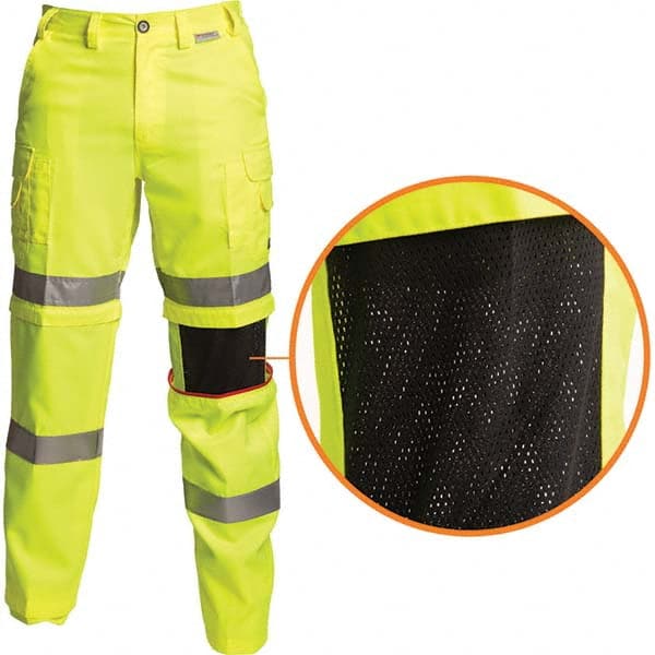 Work Pants: High-Visibility, Cotton & Polyester, Lime & Yellow, 28