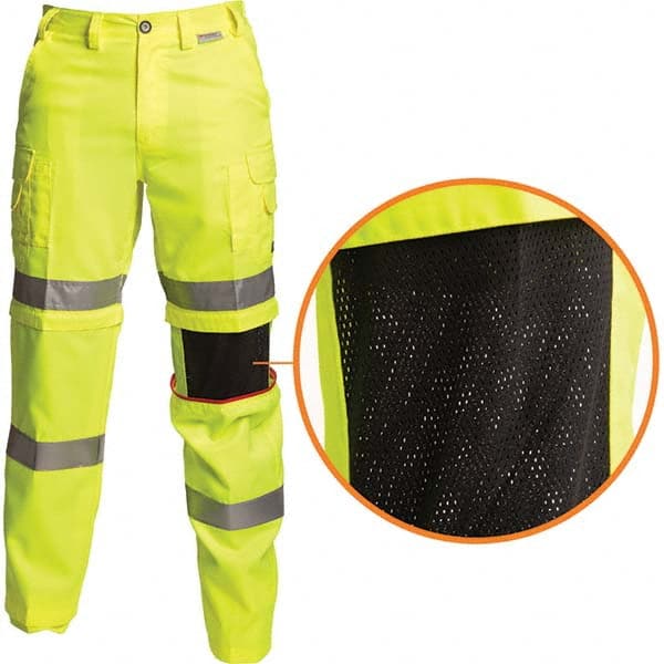 Work Pants: High-Visibility, Cotton & Polyester, Lime & Yellow, 36